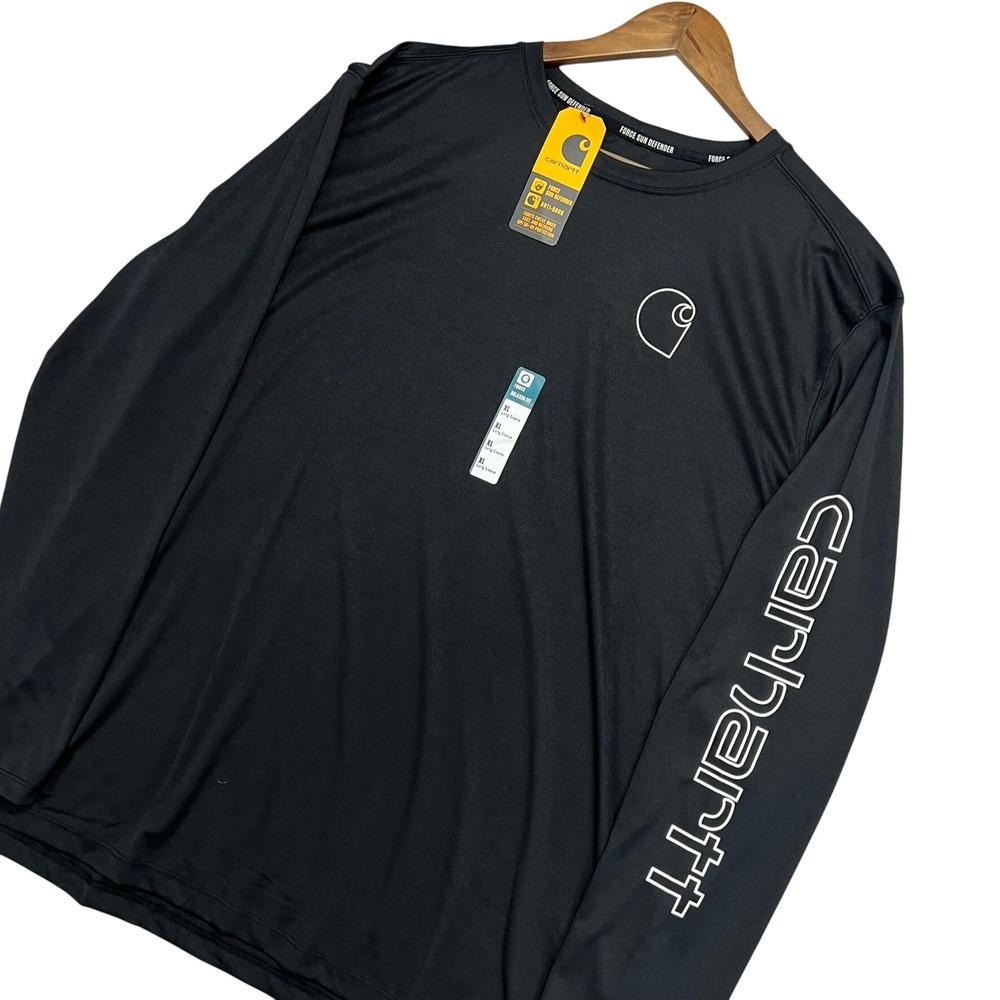 Carhartt Force Sun Defender Mens XL Black Long Sleeve Graphic T-Shirt TK6164-M